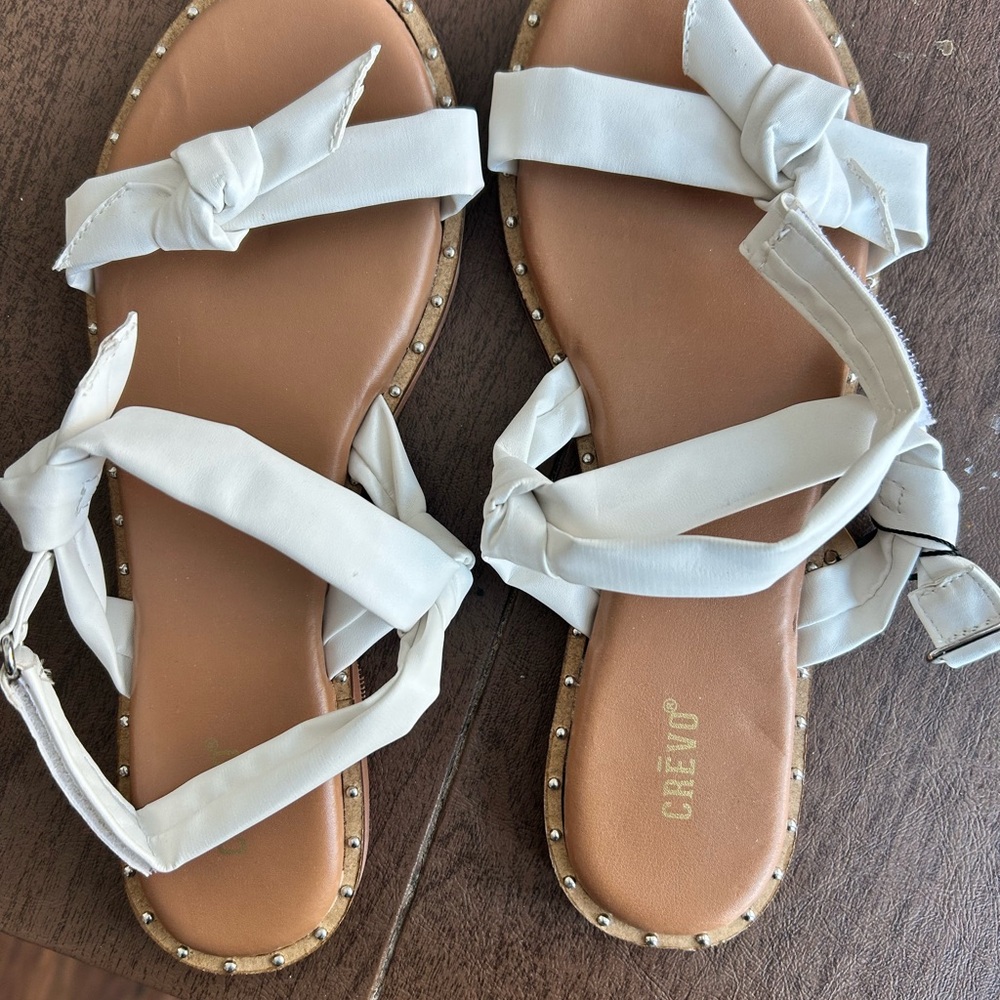 CREVO White Strappy Sandals